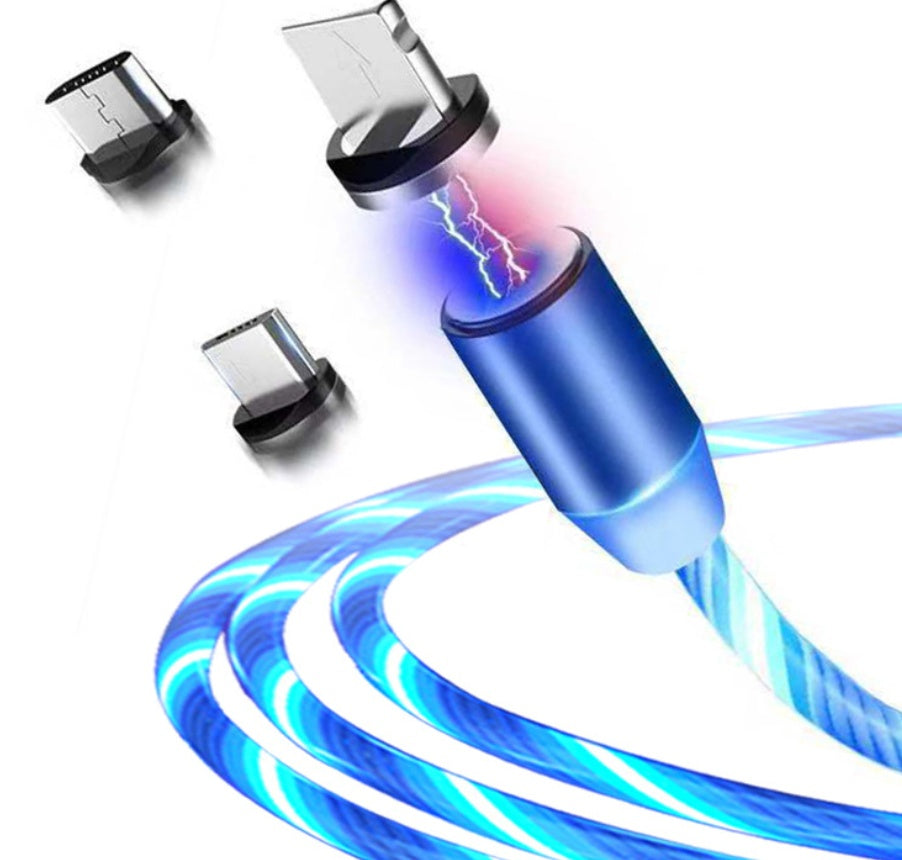 "magnetic flowing light charger cable for iphone - fast charging led streamer data cable"