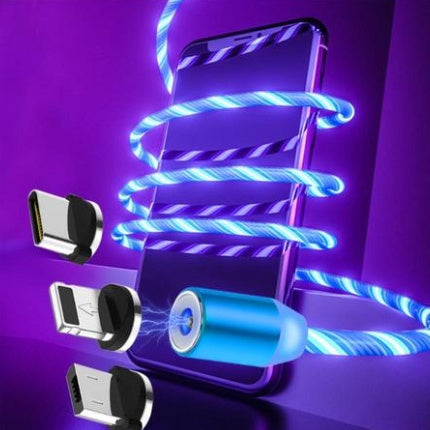 "magnetic flowing light charger cable for iphone - fast charging led streamer data cable"