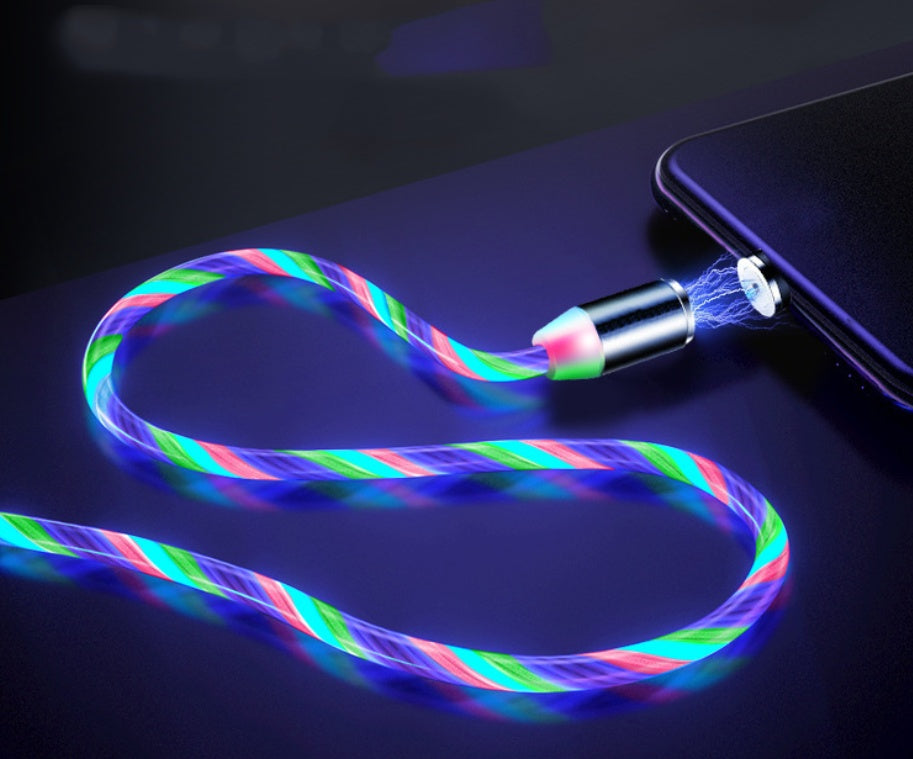"magnetic flowing light charger cable for iphone - fast charging led streamer data cable"