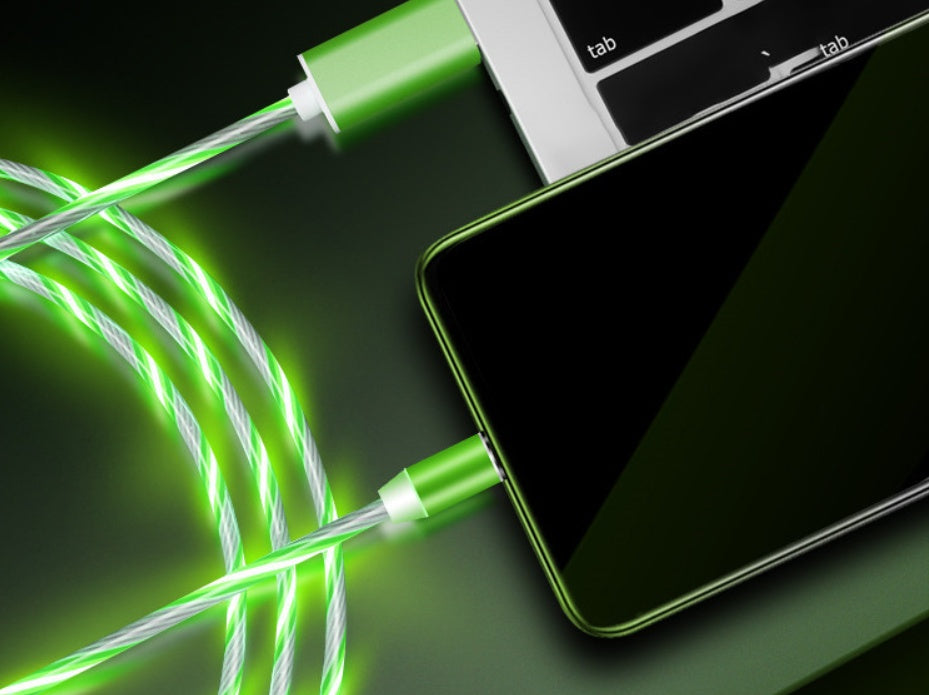 "magnetic flowing light charger cable for iphone - fast charging led streamer data cable"
