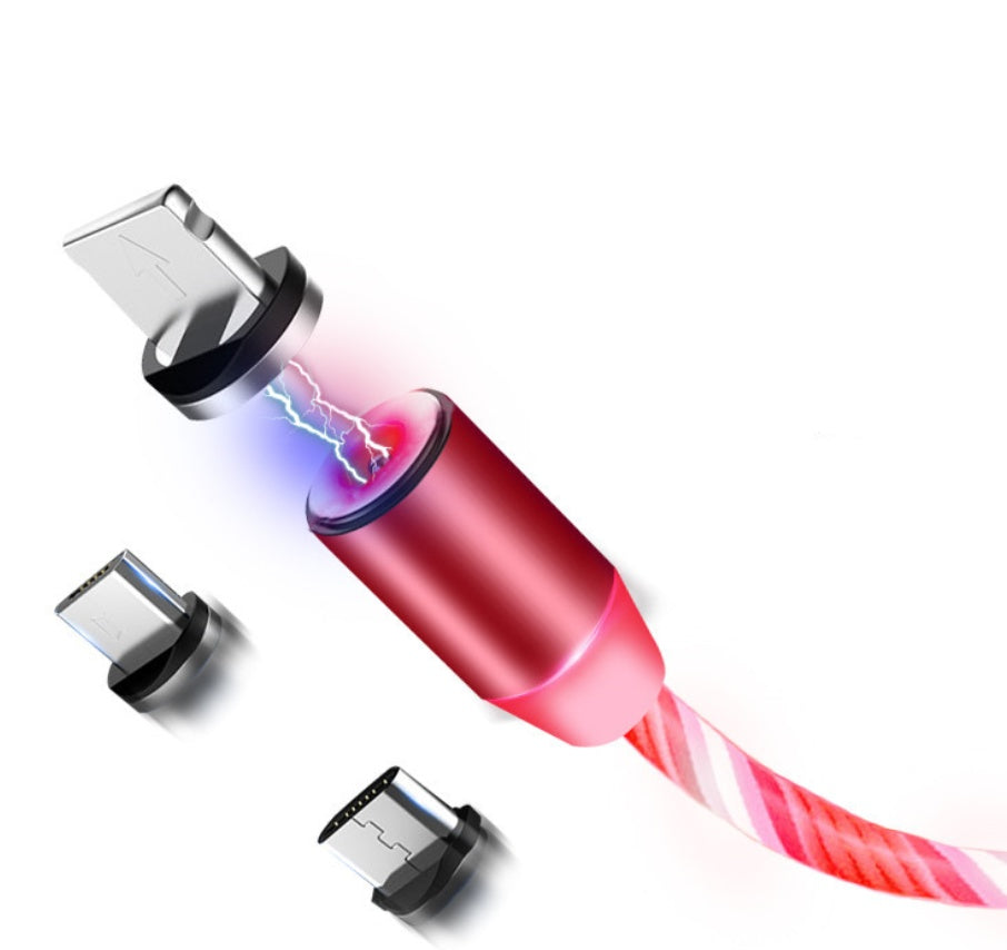 "magnetic flowing light charger cable for iphone - fast charging led streamer data cable"