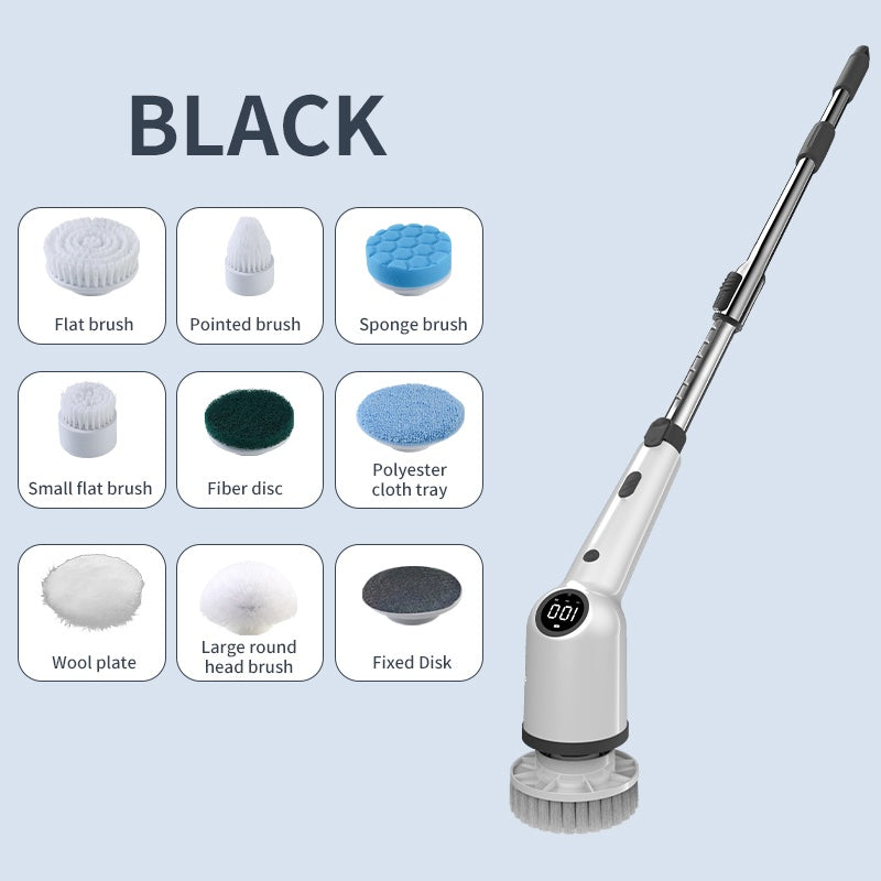 Electric Spin Scrubber for Bathroom, Shower & Tile – Cordless Power Cleaner with 9 Brush Heads, Adjustable Handle, Waterproof, Rechargeable