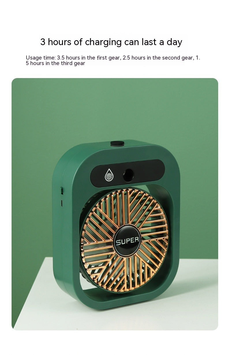 2-in-1 USB Misting Fan Air Cooler with Humidifier – Portable Rechargeable Desk AC Cooling Fan for Home & Office