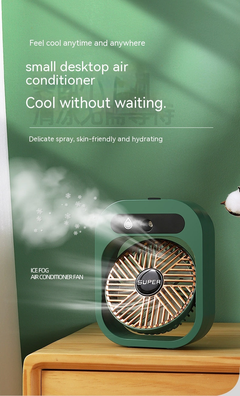 2-in-1 USB Misting Fan Air Cooler with Humidifier – Portable Rechargeable Desk AC Cooling Fan for Home & Office