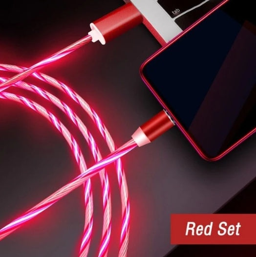 "magnetic flowing light charger cable for iphone - fast charging led streamer data cable"