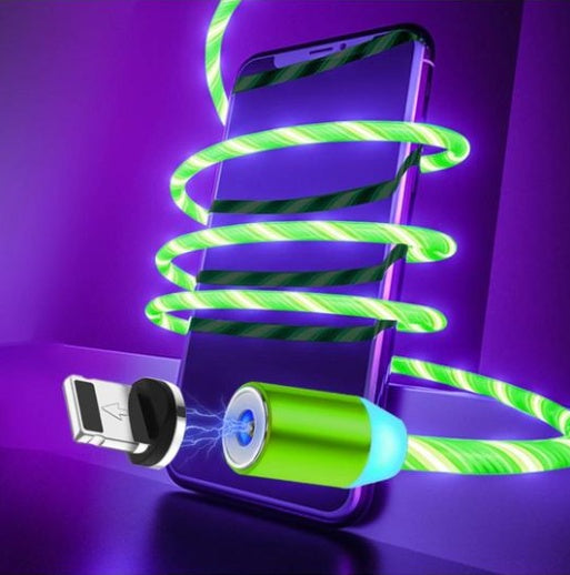 "magnetic flowing light charger cable for iphone - fast charging led streamer data cable"