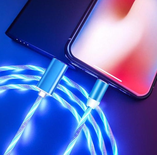 "magnetic flowing light charger cable for iphone - fast charging led streamer data cable"