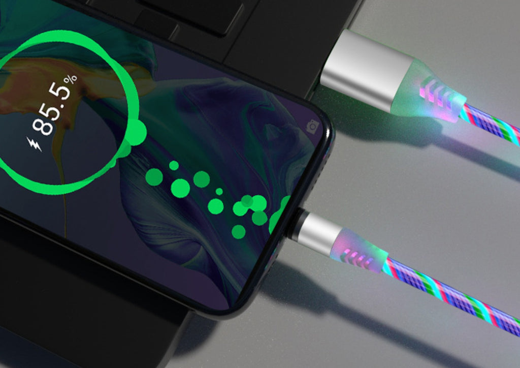 "magnetic flowing light charger cable for iphone - fast charging led streamer data cable"