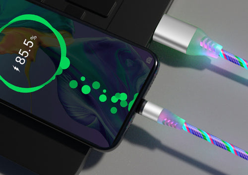 "magnetic flowing light charger cable for iphone - fast charging led streamer data cable"