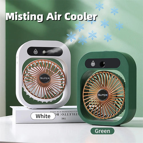 2-in-1 USB Misting Fan Air Cooler with Humidifier – Portable Rechargeable Desk AC Cooling Fan for Home & Office